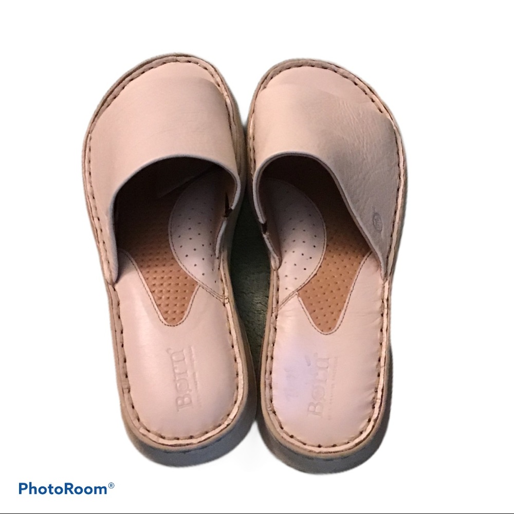 Women’s Slide Sandals - Blush Pink Leather - Picture 3 of 6